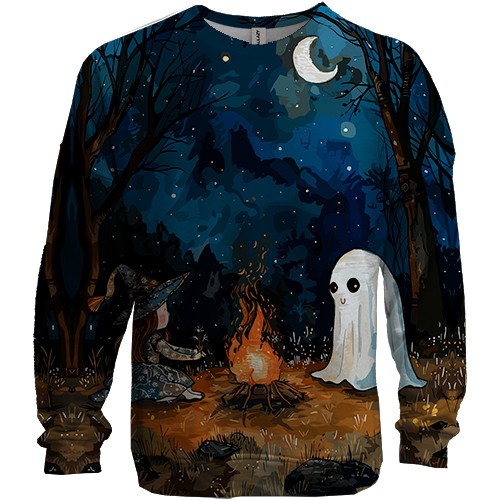 3D свитшот Девочка и призрак, Хэллоуин