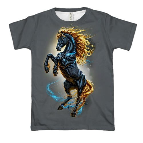 3D футболка с Золотогривой лошадью