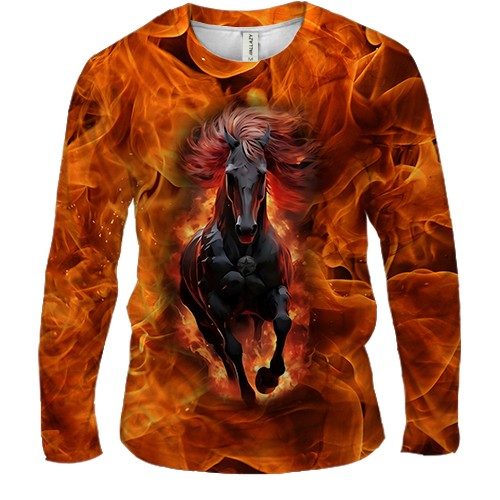 Чоловічий 3D лонгслів з Вогненним конем