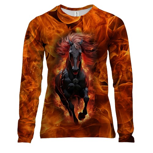 Жіночий 3D лонгслів з Вогненним конем