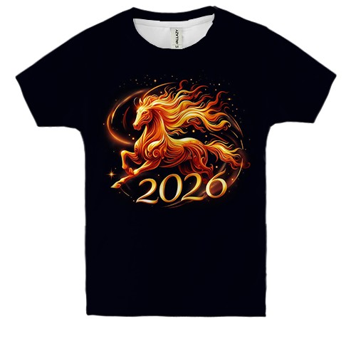 Детская 3D футболка с лошадью 2026