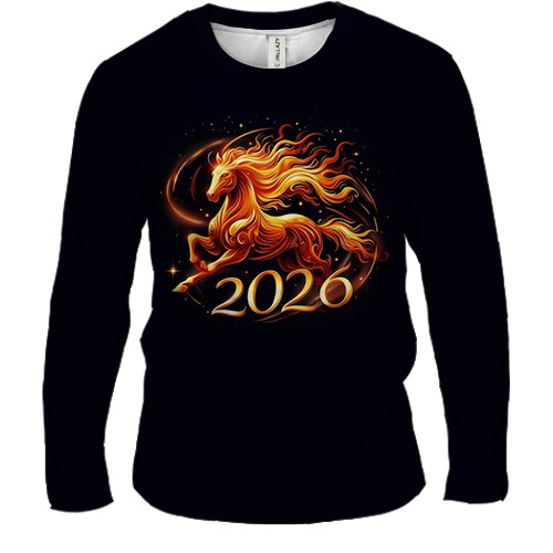 Мужской 3D лонгслив с лошадью 2026