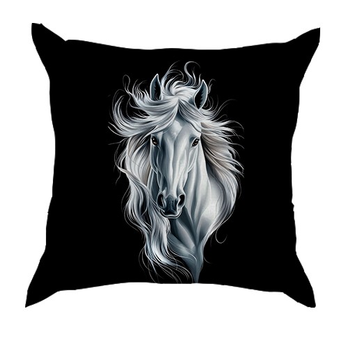 3D подушка з чорно-білим конем