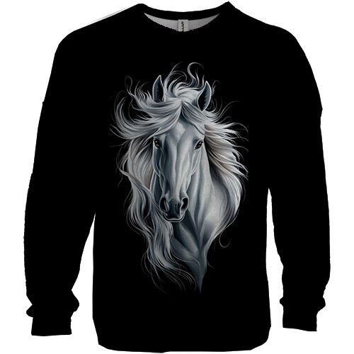 3D свитшот с черно-белой лошадью