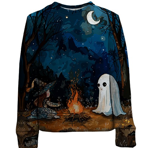Детский 3D свитшот Девочка и призрак, Хэллоуин
