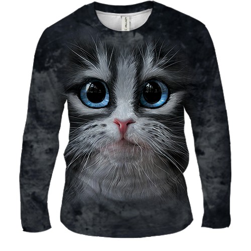 Мужской 3D лонгслив Кошачья мордочка
