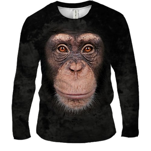 Мужской 3D лонгслив с шимпанзе