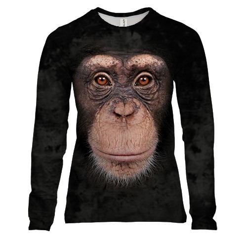 Женский 3D лонгслив с шимпанзе