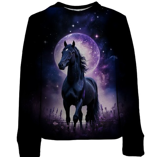 Детский 3D свитшот с лошадью на фоне луны