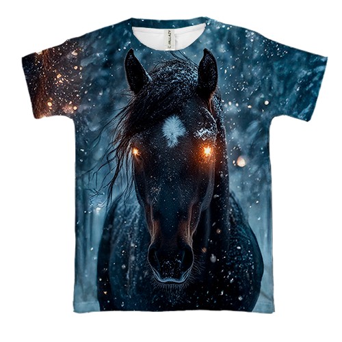 3D футболка Конь с сияющими глазами