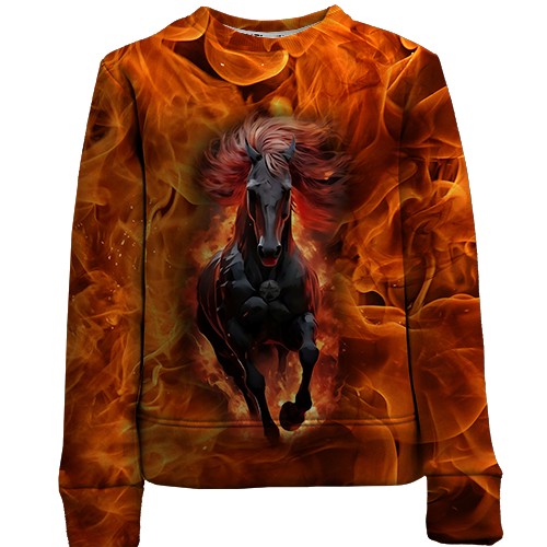 Детский 3D свитшот с Огненной лошадью