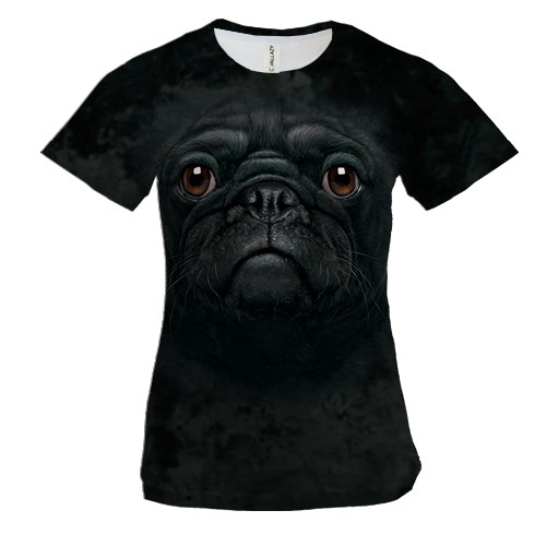 Жіноча 3D футболка з мордою мопса
