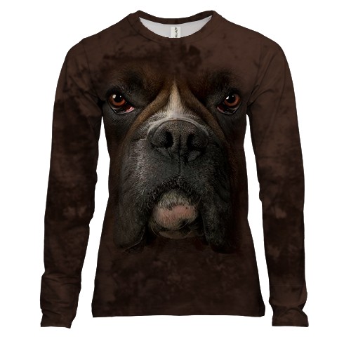 Жіночий 3D лонгслів з мордою Боксера