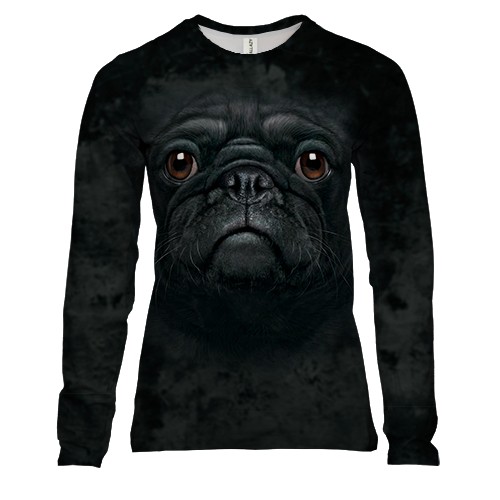 Жіночий 3D лонгслів з мордою мопса