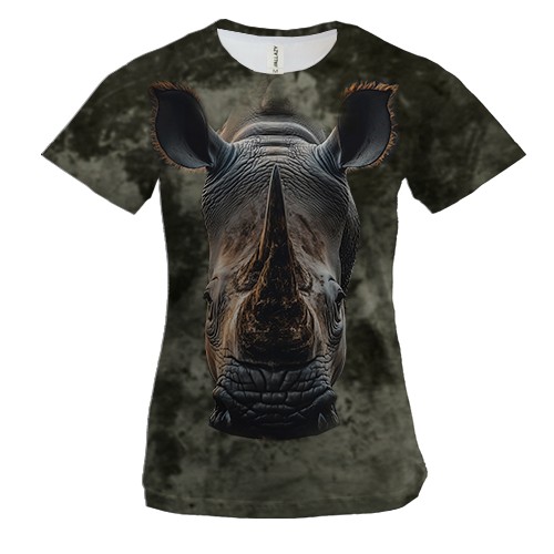 Жіноча 3D футболка з мордою носорога