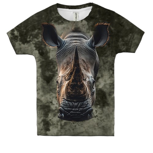 Детская 3D футболка с мордой носорога