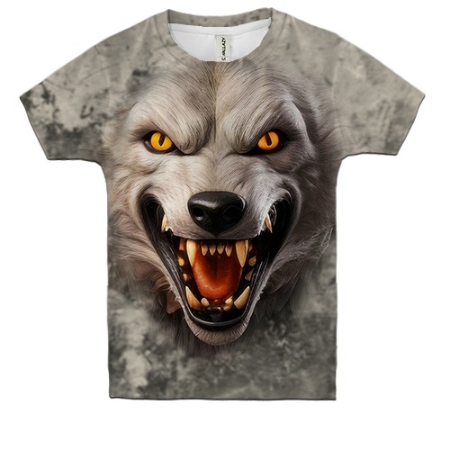 Детская 3D футболка с мордой злого волка