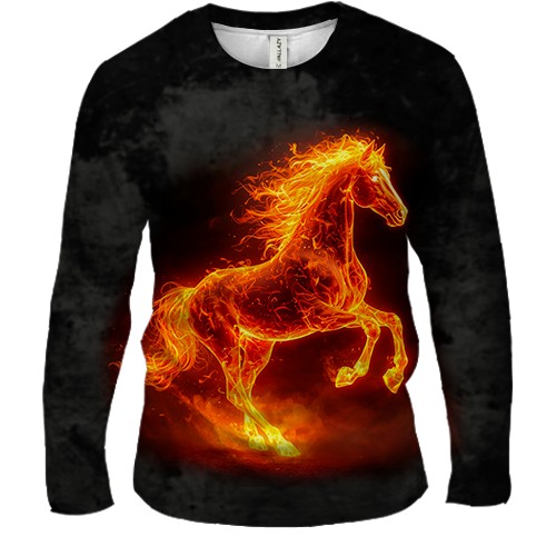 Чоловічий 3D лонгслів Вогняний кінь