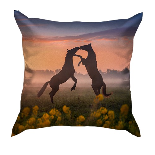 3D подушка з конями на полі
