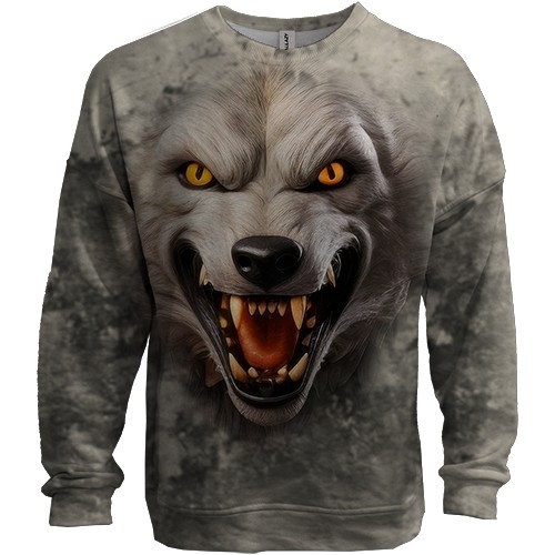 3D свитшот с мордой злого волка