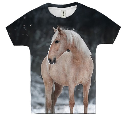 Детская 3D футболка Лошадь и зима