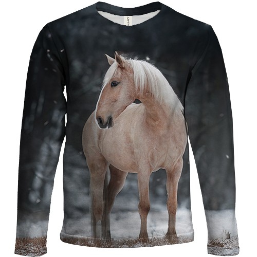 Детский 3D лонгслив Лошадь и зима
