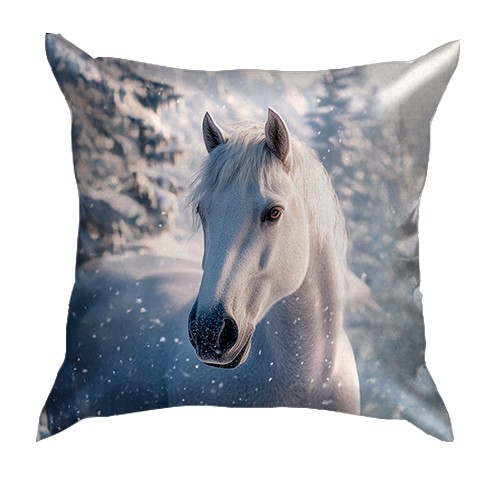 3D подушка Конь и снежный лес