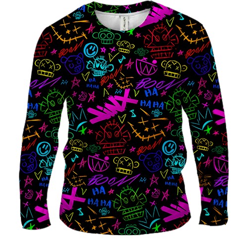 Чоловічий 3D лонгслів LoL - Arcane, Neon Logo