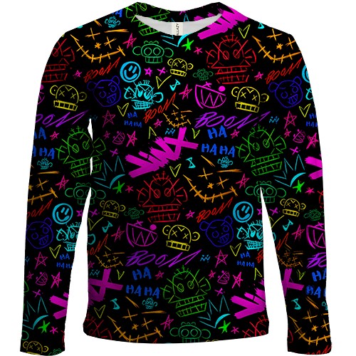 Детский 3D лонгслив LoL - Arcane, Neon Logo