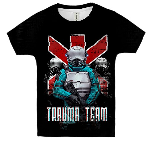 Детская 3D футболка Cyberpunk 2077 trauma team soldiers