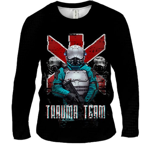 Чоловічий 3D лонгслів Cyberpunk 2077 trauma team soldiers