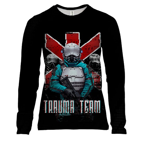 Женский 3D лонгслив Cyberpunk 2077 trauma team soldiers