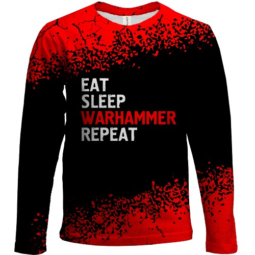 Дитячий 3D лонгслів Eat Sleep Warhammer Repeat