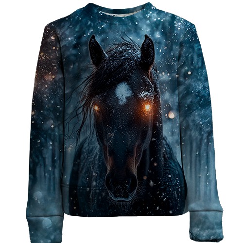 Детский 3D свитшот Конь с сияющими глазами