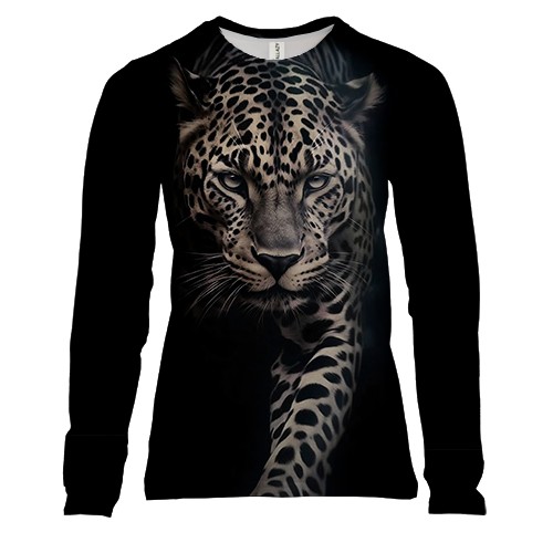 Жіночий 3D лонгслів з білим тигром (3)