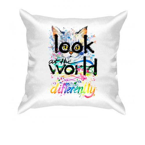 Подушка з кошеням Look at the world differently
