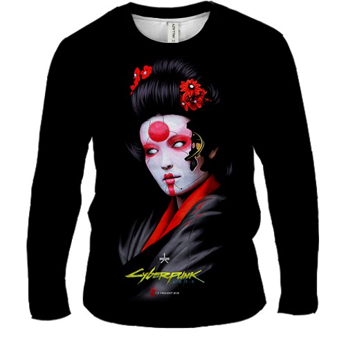 Чоловічий 3D лонгслів CyberGeisha 2077