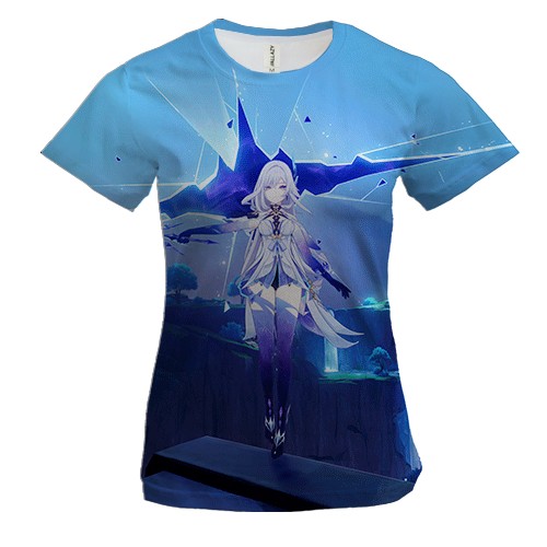 Женская 3D футболка Skirk blue, Genshin Impact