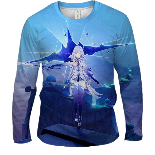 Мужской 3D лонгслив Skirk blue, Genshin Impact