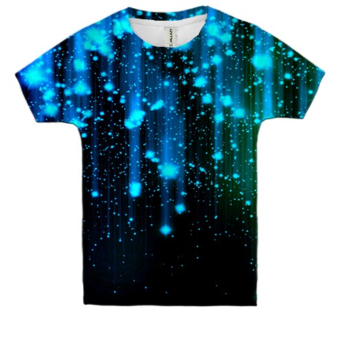 Детская 3D футболка Голубые неоновые капли