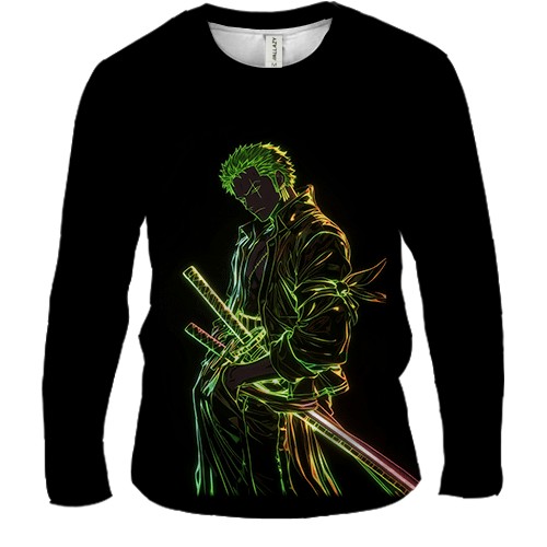 Мужской 3D лонгслив Roronoa Zoro, neon