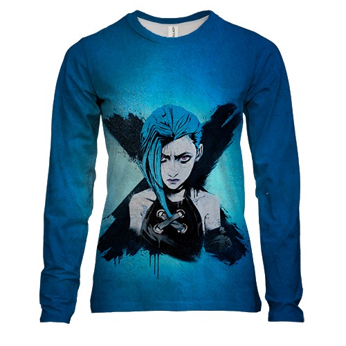 Жіночий 3D лонгслів Jinx, blue aesthetic