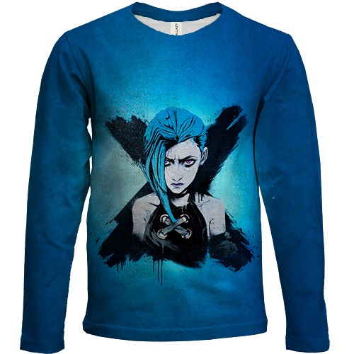 Дитячий 3D лонгслів Jinx, blue aesthetic