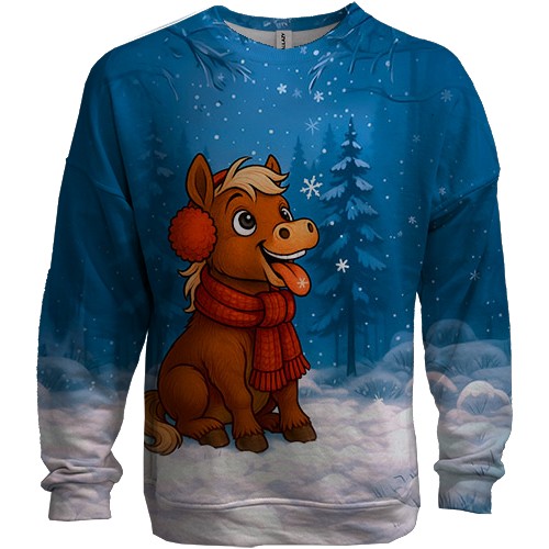 3D світшот Маленька конячка та сніг