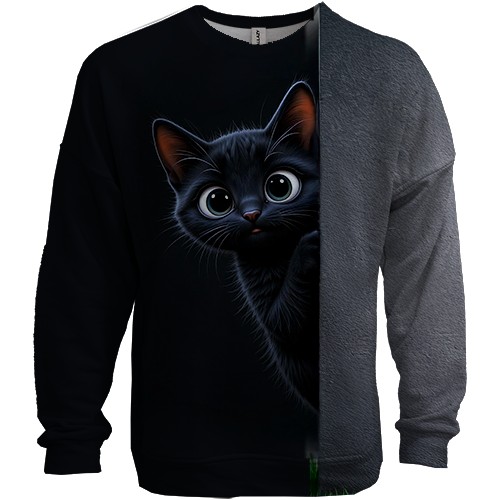 3D свитшот с котом выглядывающим из-за стены