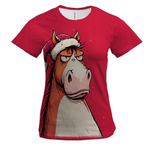 Женская 3D футболка Комичная лошадь, символ года