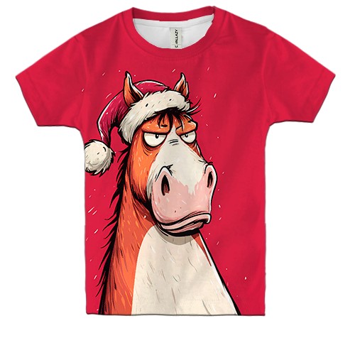 Детская 3D футболка Комичная лошадь, символ года
