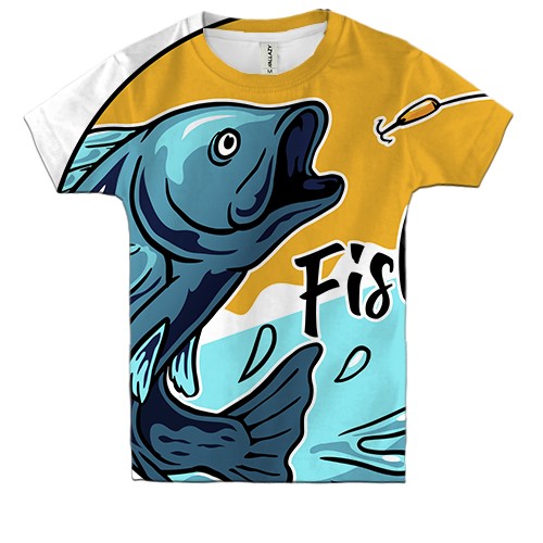 Дитяча 3D футболка з рибою і гачком