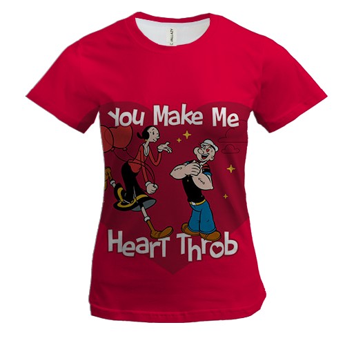 Женская 3D футболка Olive Oyl - Popeye, Love hearts