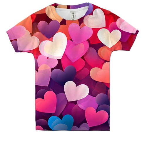 Детская 3D футболка Colorful Love hearts